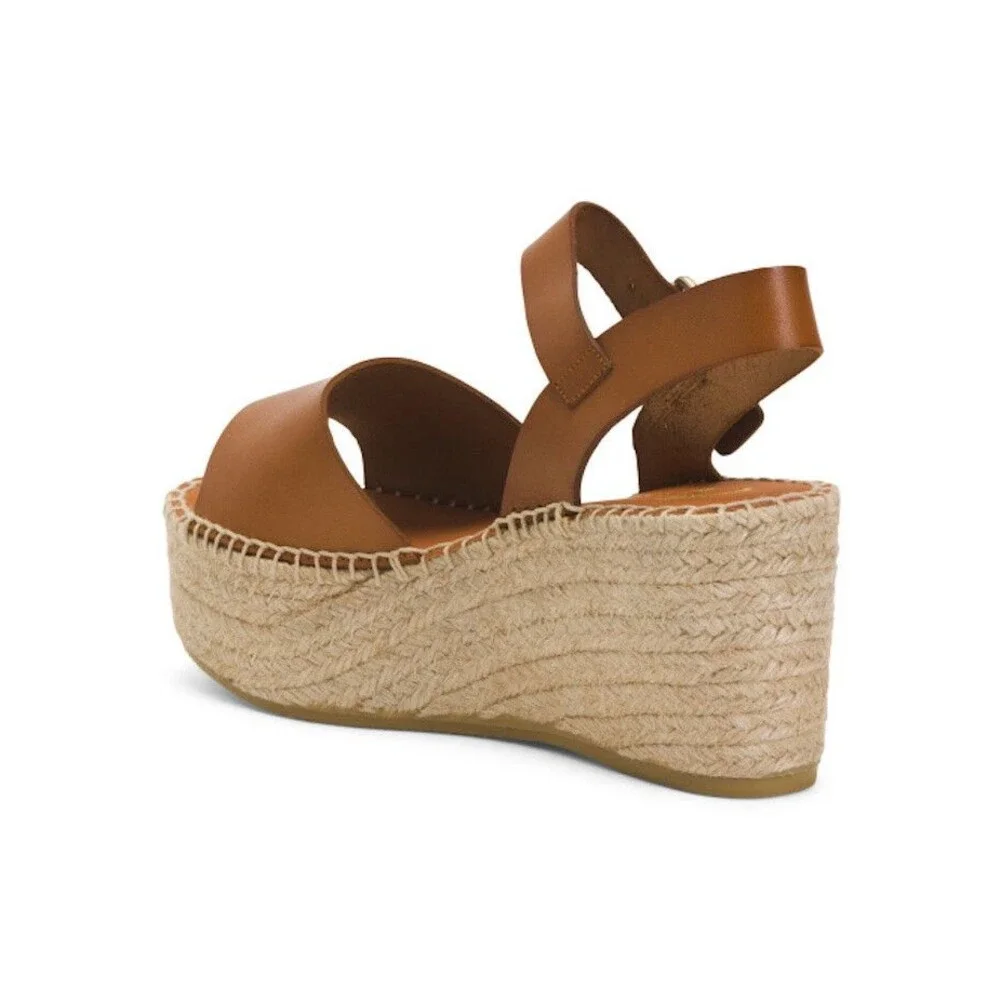 Paseart Platform Brown Leather Espadrilles
